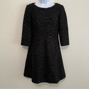 Vince Camuto Black‎ Sequined Half Sleeve Dress 4 Evening Event Classic Occasion